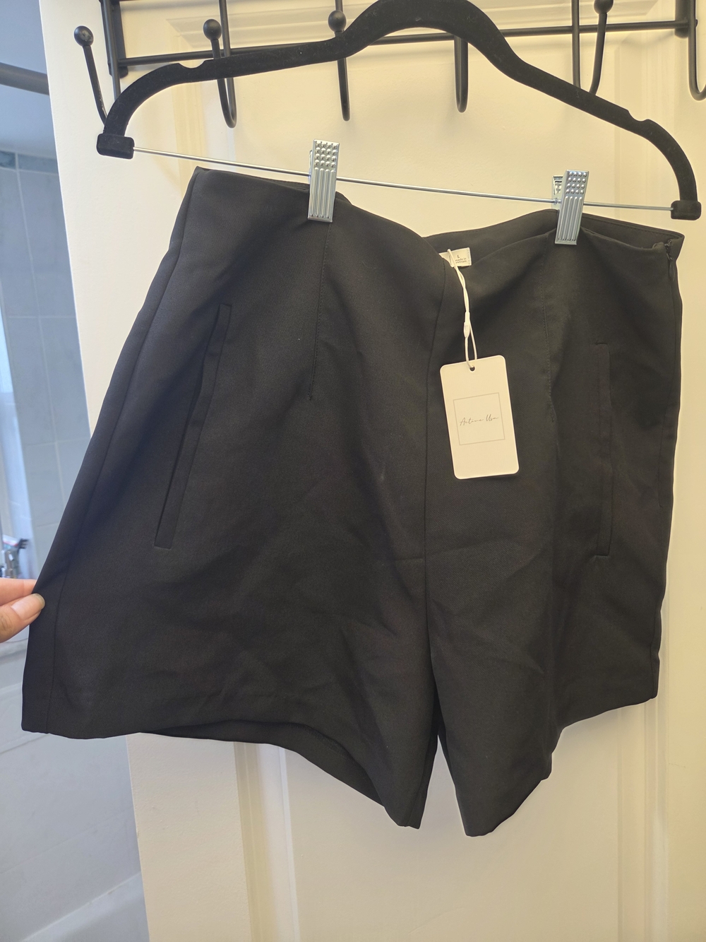 Active USA Black High-Waist Tailored Shorts